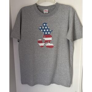 Disney Mickey Mouse Patriotic USA Flag Crew Neck Unisex T Shirt Adult Medium #X
